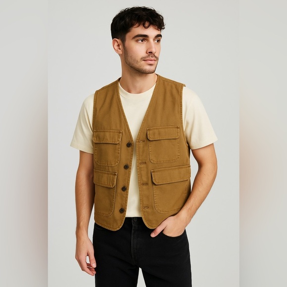 CLUB  MONACO 90s Vintage Cotton Utility Vest - Picture 1 of 7